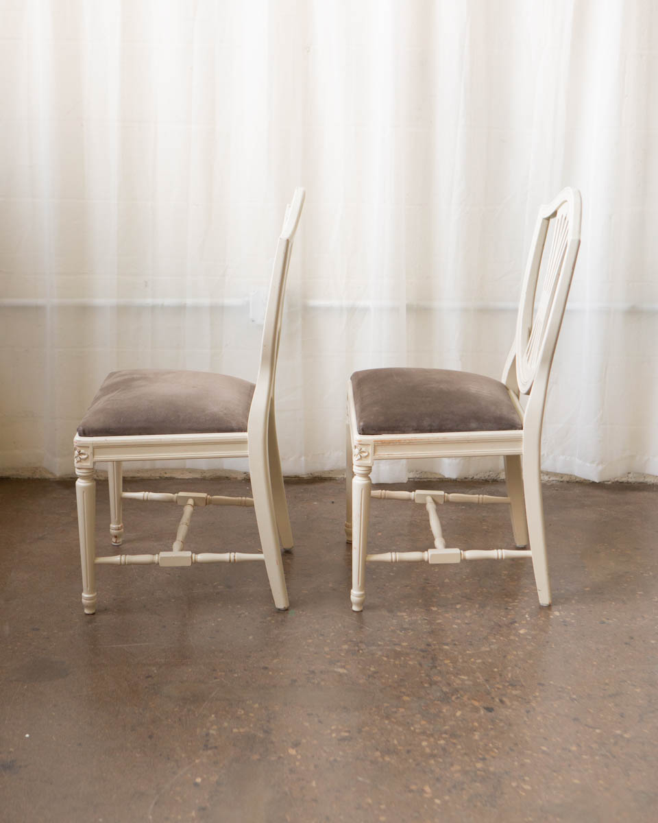 Set of Seven Swedish Gustavian-Style Painted Dining Chairs — 20th Century