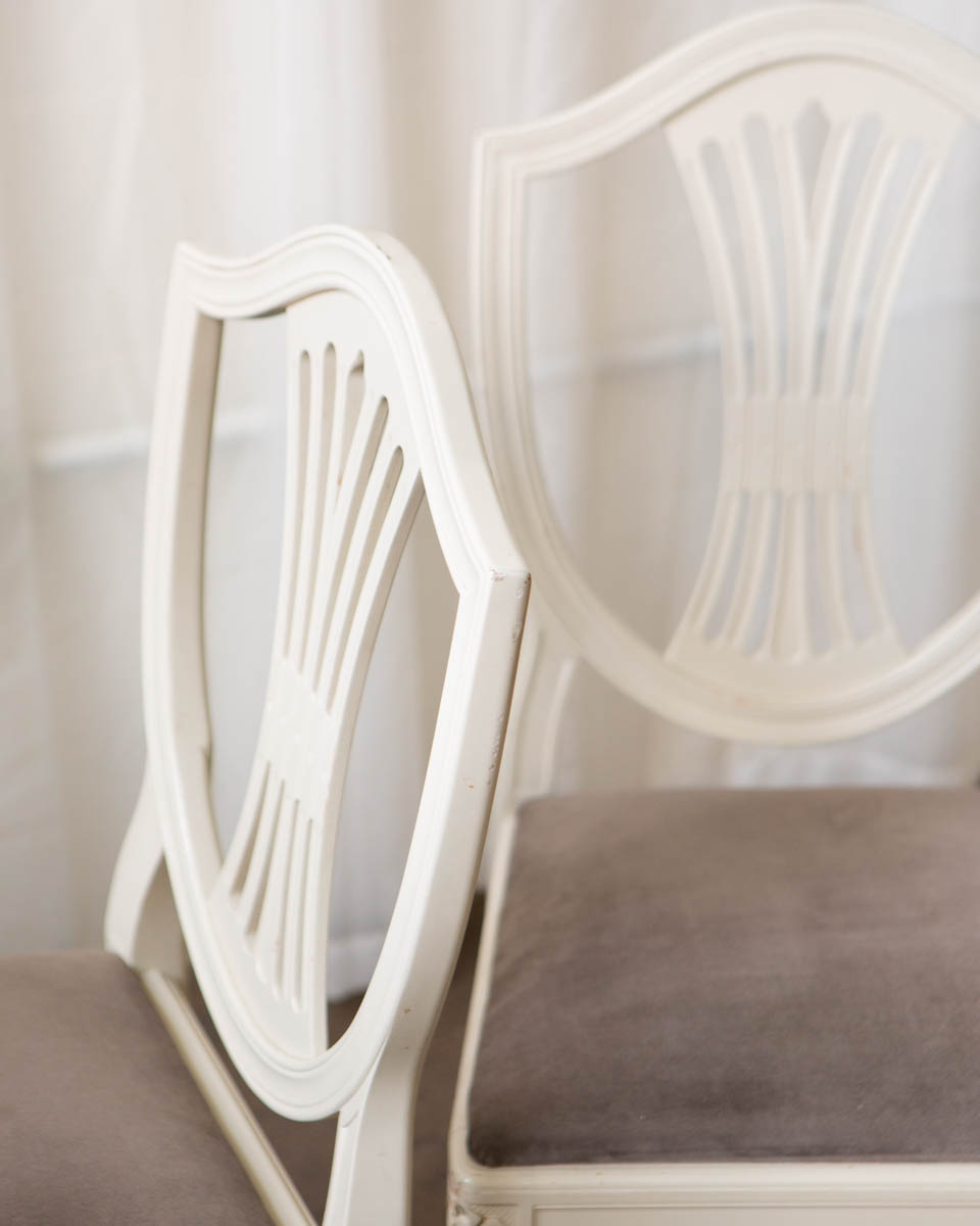 Set of Seven Swedish Gustavian-Style Painted Dining Chairs — 20th Century