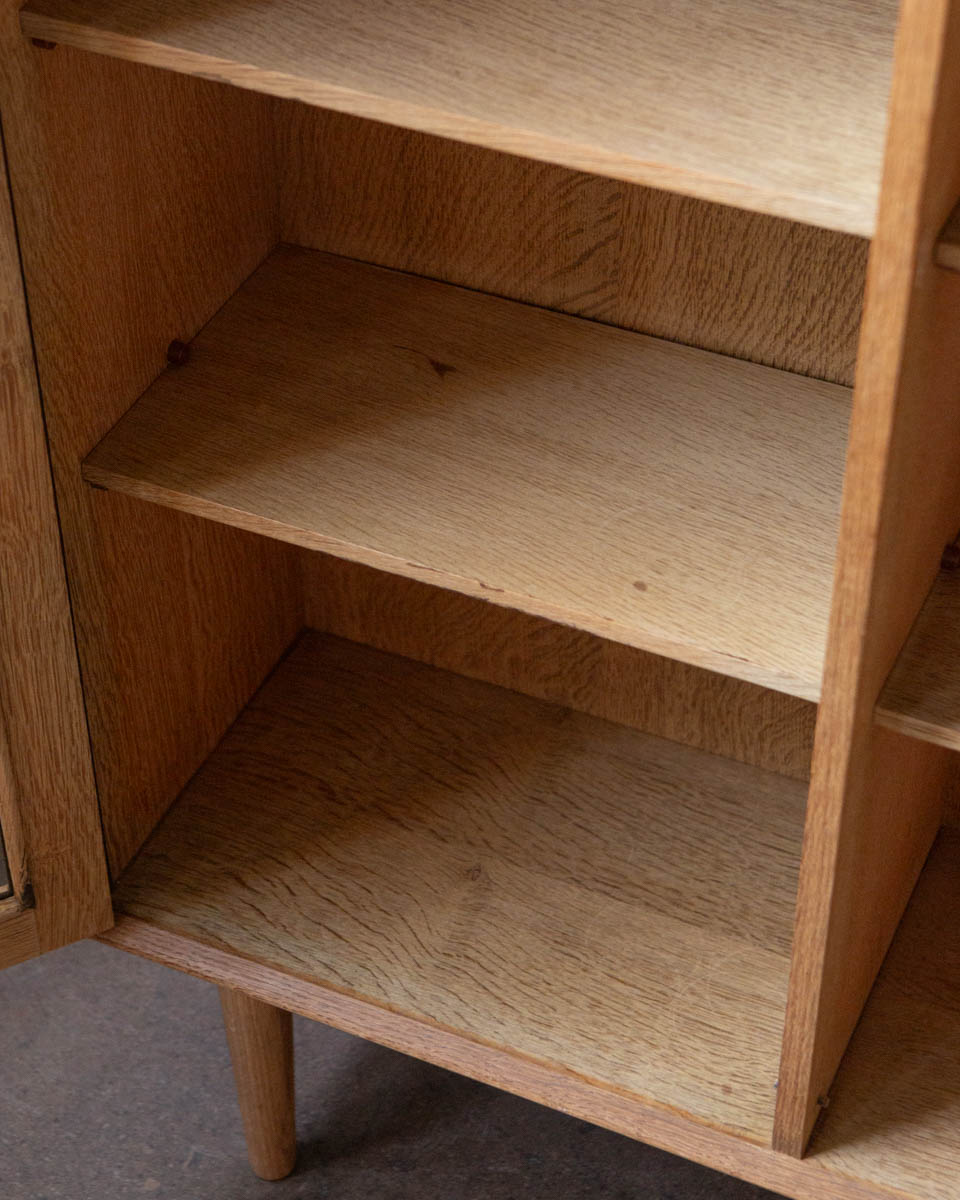 Danish Oak Bookcase Cabinet