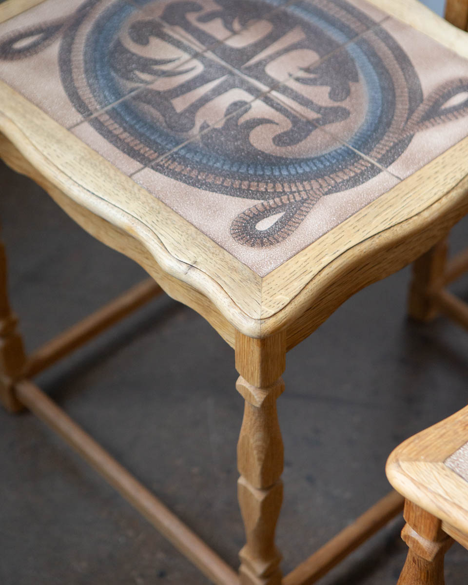 Henning Kjærnulf Danish Oak & Tile Nesting Tables — Edmund Pedersen