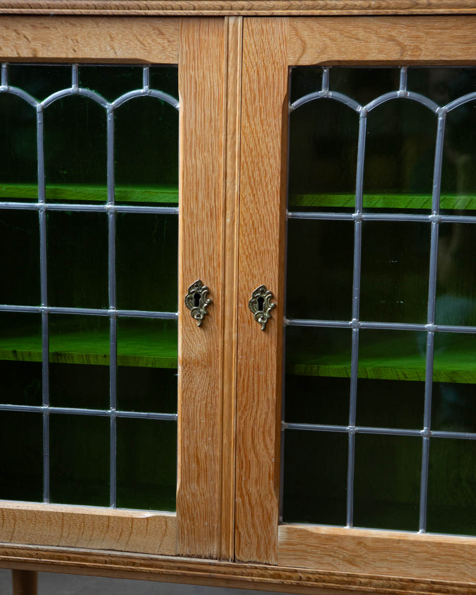 Kjærnulf Style Danish Oak & Stained Glass Cabinet