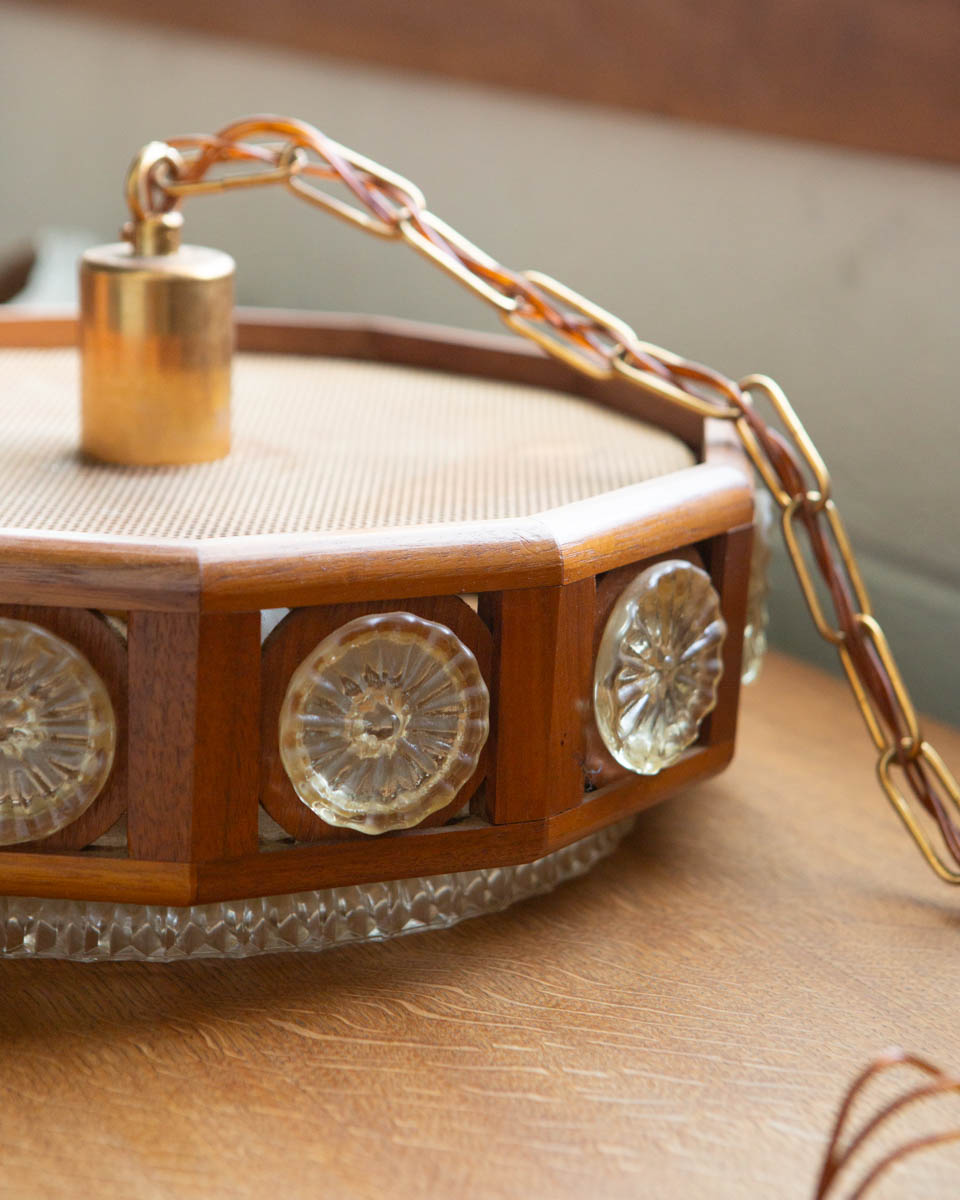Carl Fagerlund for Orrefors Teak & Glass Chandelier