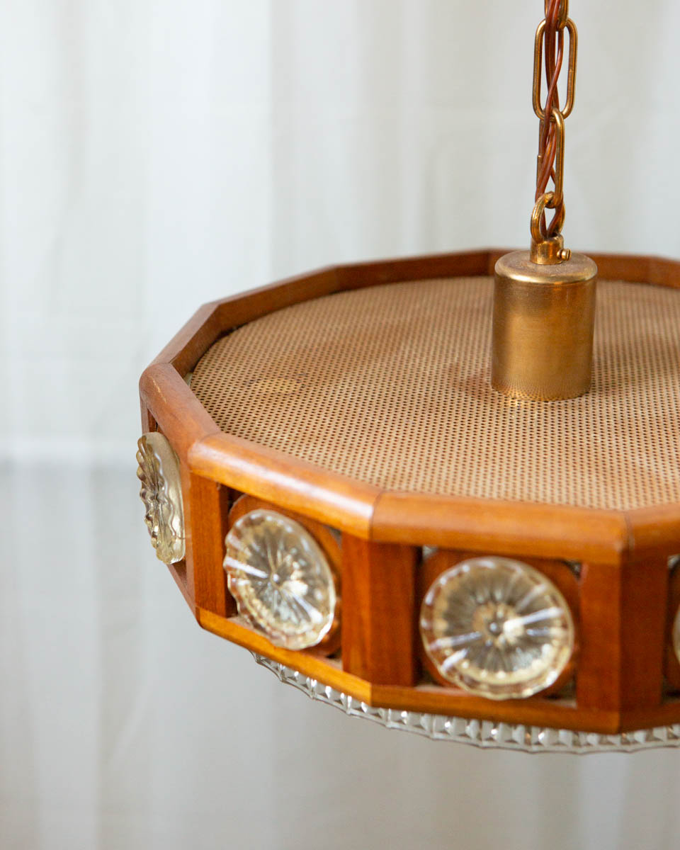 Carl Fagerlund for Orrefors Teak & Glass Chandelier