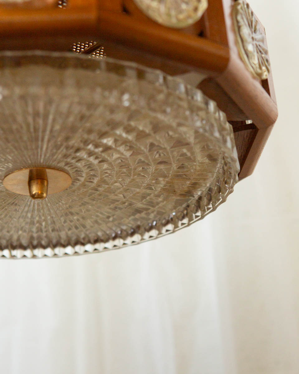 Carl Fagerlund for Orrefors Teak & Glass Chandelier