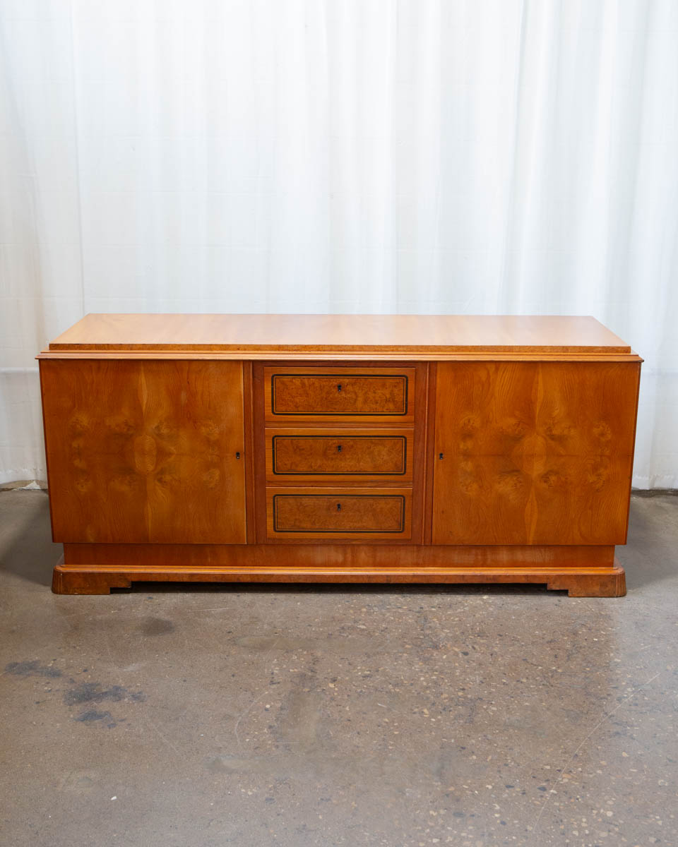 Art Deco Swedish Burlwood Sideboard — c. 1930s