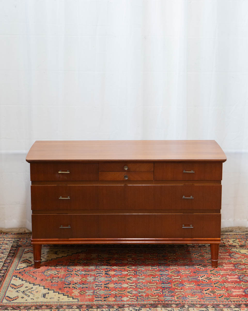 Deco Style Danish Chest of Drawers with Brass Hardware — c. 1950s