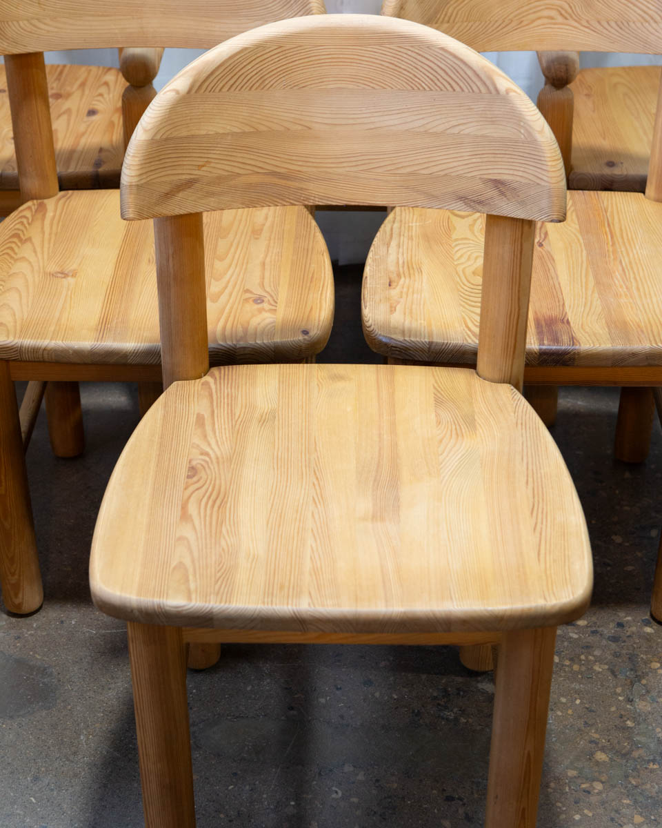Set of 6 Danish Pine Dining Chairs, Style of Daumiller — c. 1970s - Image 2
