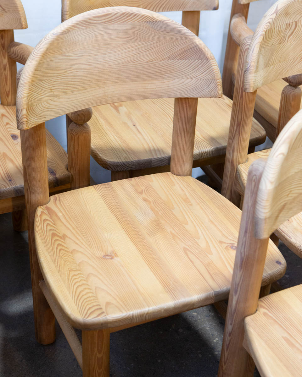 Set of 6 Danish Pine Dining Chairs, Style of Daumiller — c. 1970s - Image 3