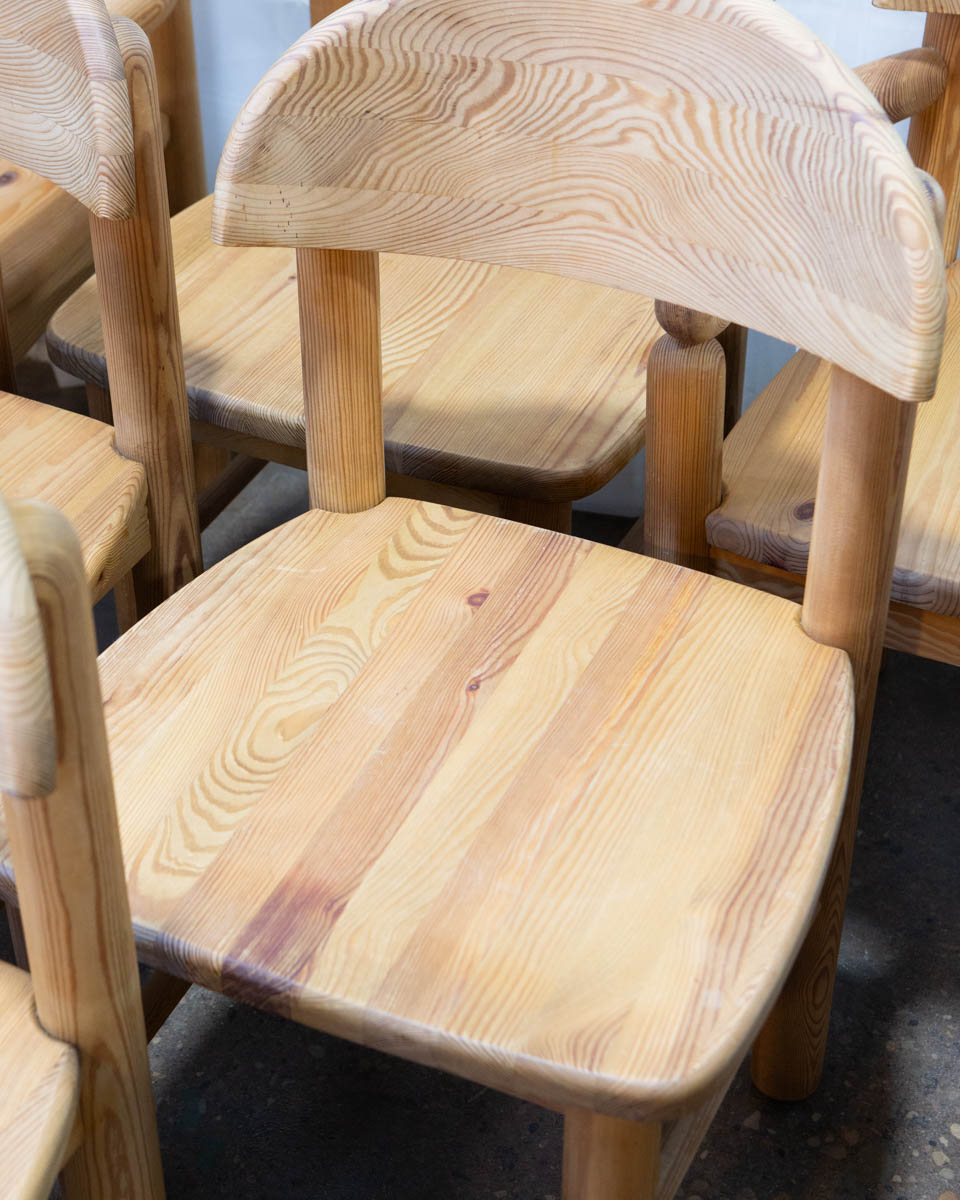 Set of 6 Danish Pine Dining Chairs, Style of Daumiller — c. 1970s - Image 4
