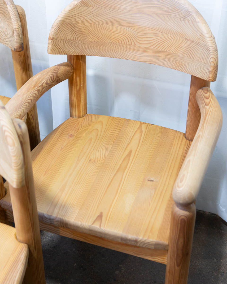 Set of 6 Danish Pine Dining Chairs, Style of Daumiller — c. 1970s - Image 5
