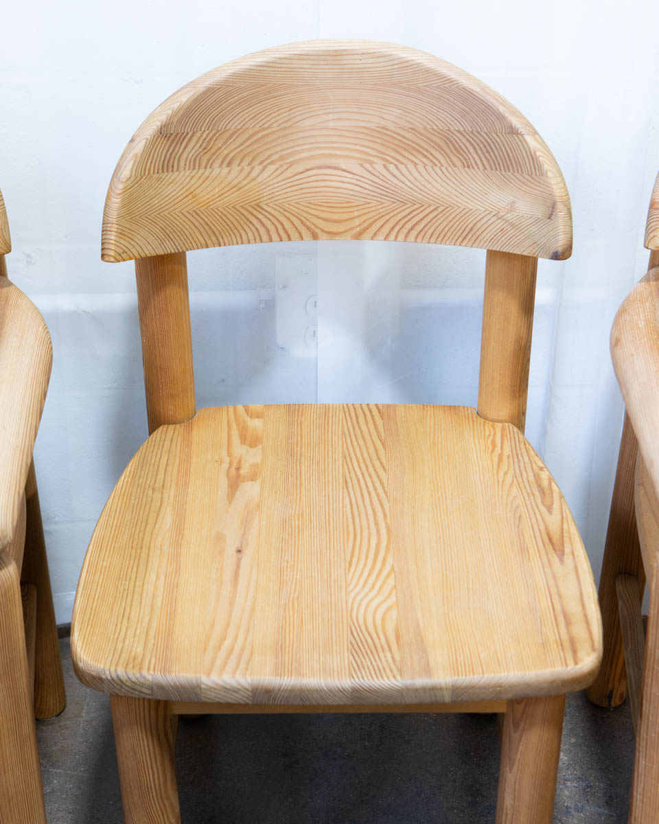 Set of 6 Danish Pine Dining Chairs, Style of Daumiller — c. 1970s - Image 8