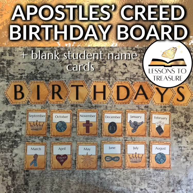 The Apostles' Creed Birthday Bulletin Board Christian Classroom Decor Religious