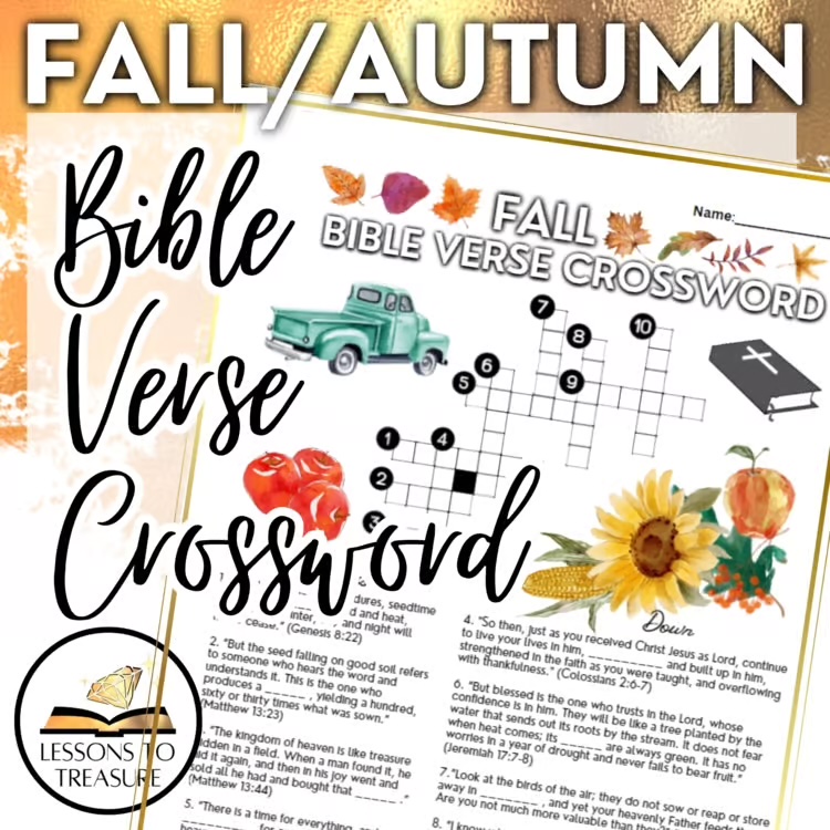 Fall Bible Verse Crossword!-Autumn, Harvest, Religious, Christian