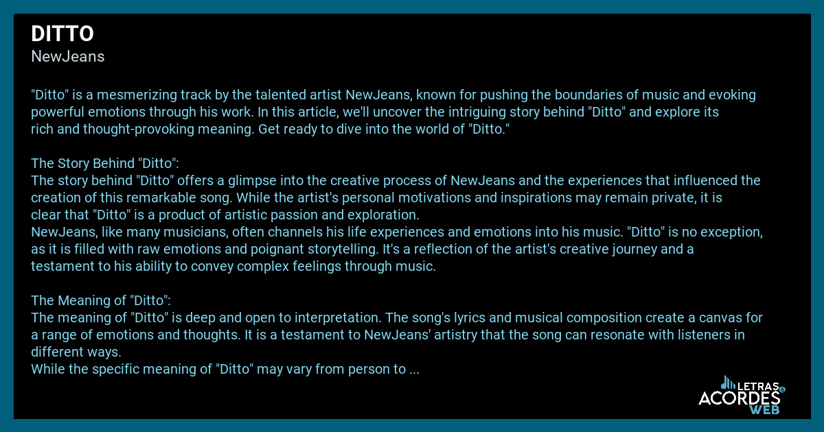 Meaning of ditto by newjeans (the story behind)