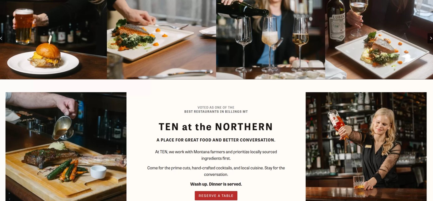 TEN restaurant website detail