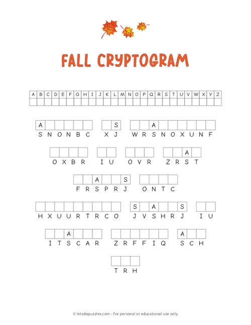 Free Daily Printable Cryptograms - Printable Calendar Blank