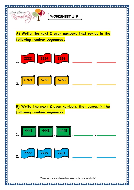 grade 3 maths worksheets 4 digit numbers 110 even and odd numbers