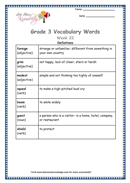 Only by being sensitive to the circumstances in which a word is used can … Grade 3 Vocabulary Worksheets Week 22 Lets Share Knowledge