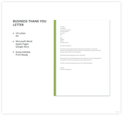 Free Business Thank You Letter Template