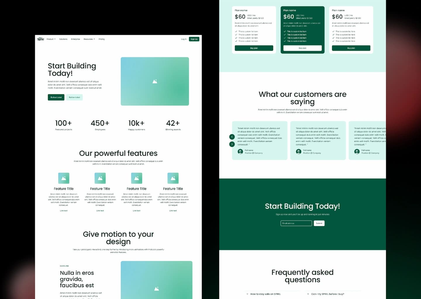 Example of a wireframe for a high-converting landing page