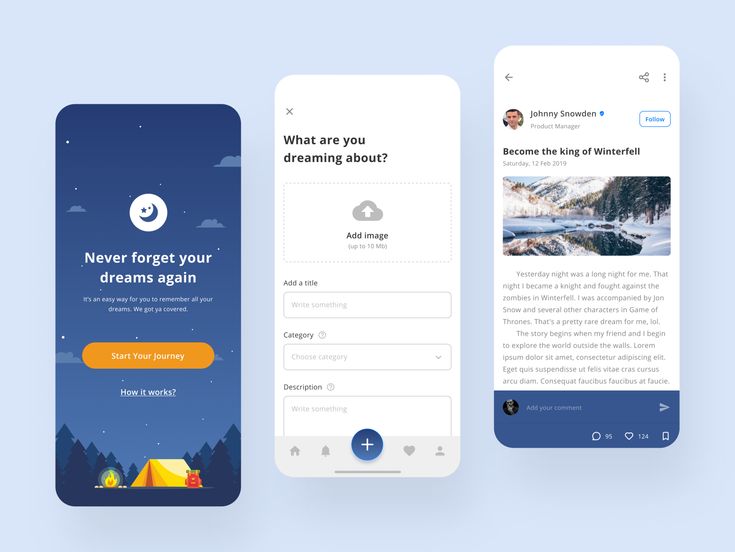 UI kit example for a mobile app