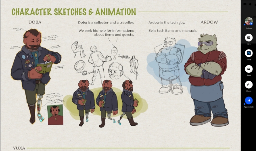 Character sketches portfolio details