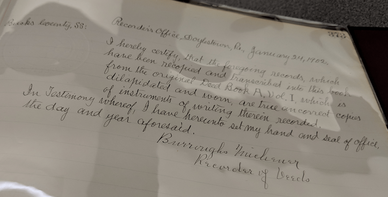 Restored Historic Bucks County Deed Books Return