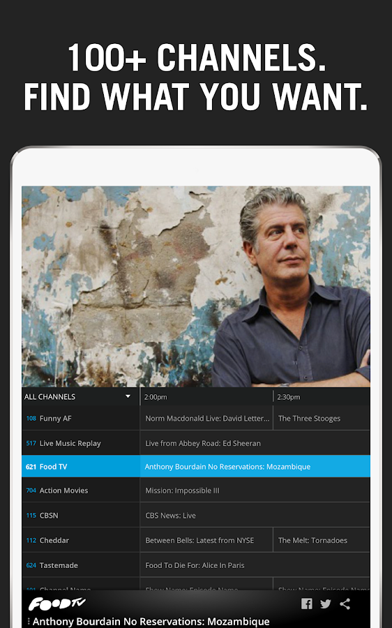 This is a free app that has hundreds of free tv channels and video on demand. Pluto TV - It's Free TV - Android Apps on Google Play
