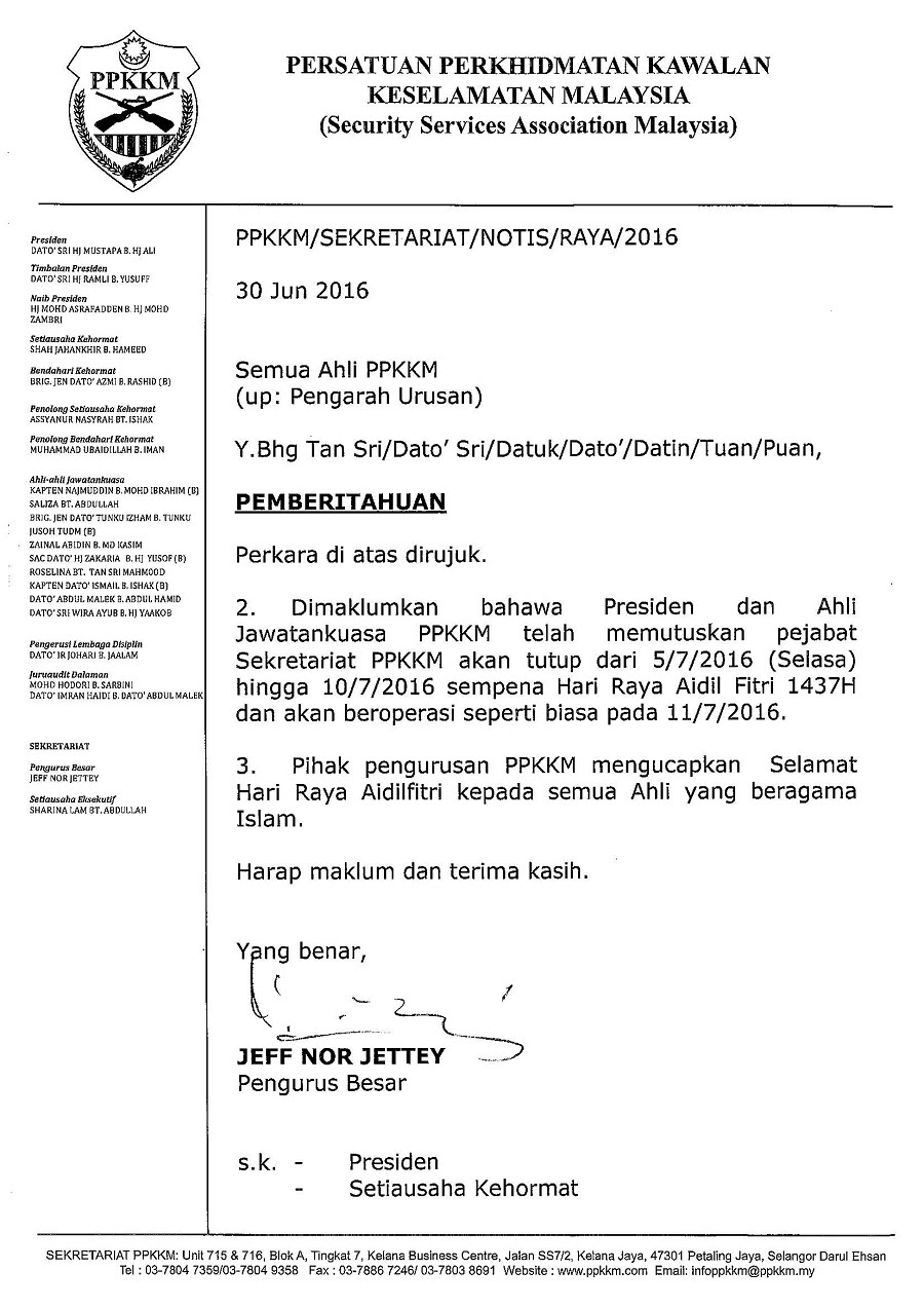 Dicetak di atas kepala surat syarikat pemaju perumahan, pengesahan pelantikan juruaudit yang . Contoh Surat Penamatan Juruaudit