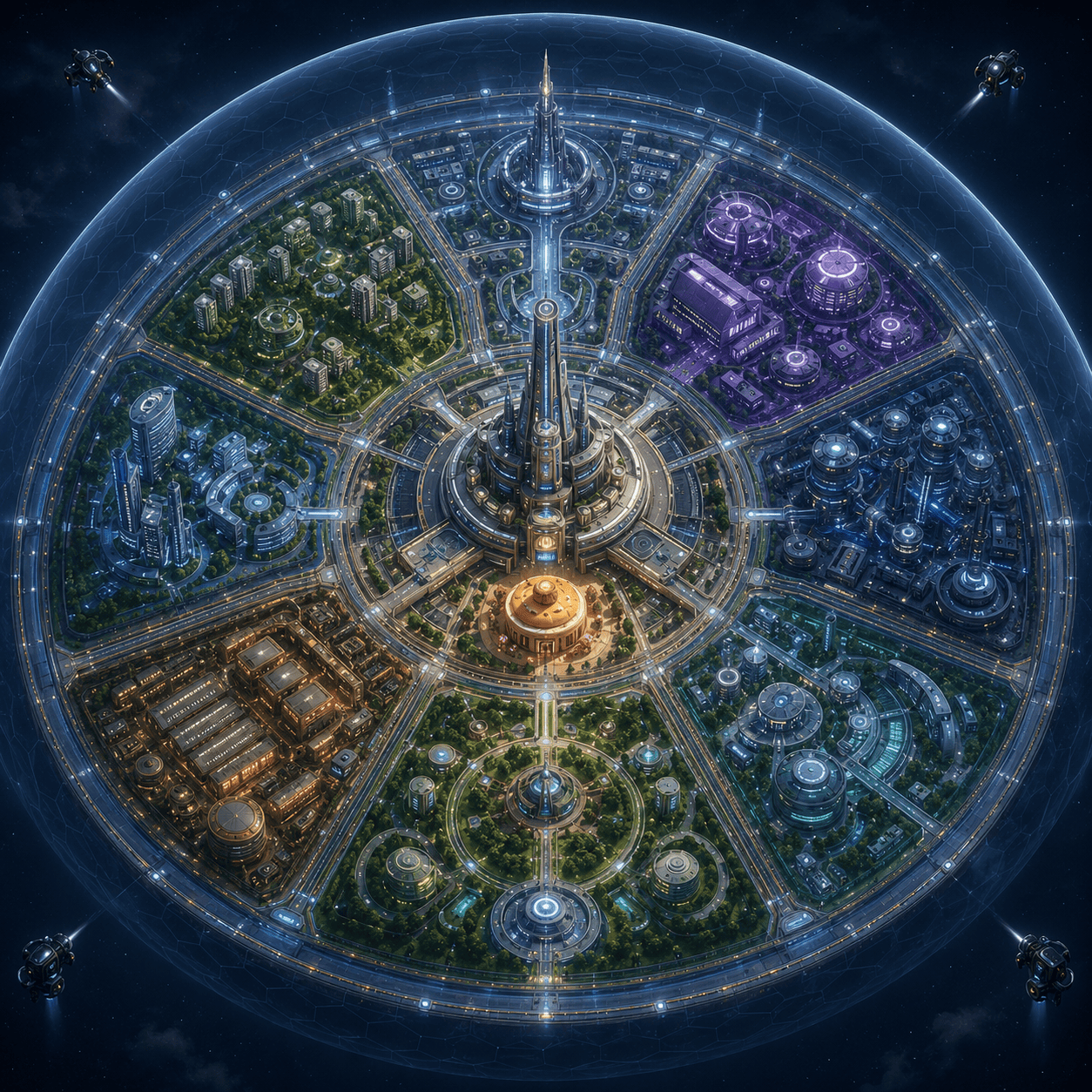 Mapa dos principais quadrantes da Redoma em LORON