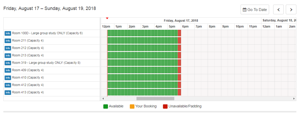 Study Room Reservation Screen