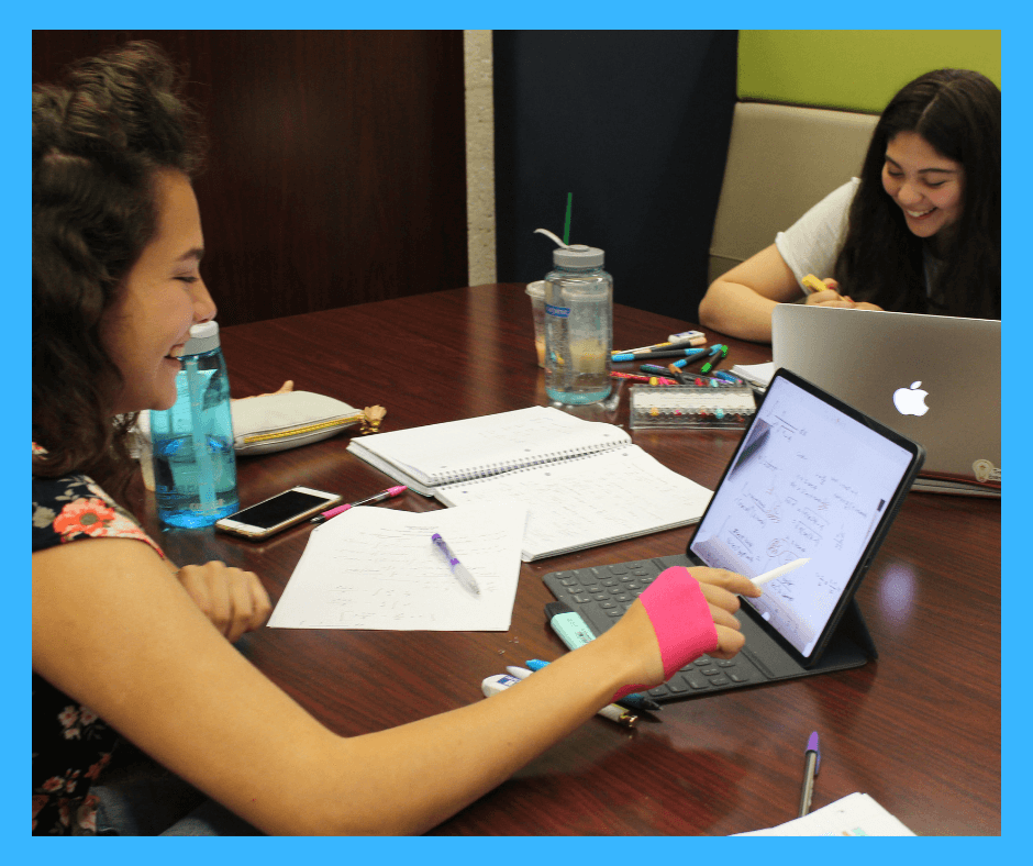 Students studying in the library