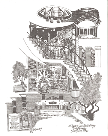 Jean Rosow’s sketch of Coates Library