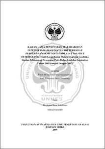 Kajian lama penyinaran matahari dan intensitas. Kajian Lama Penyinaran Matahari Dan Intensitas Radiasi Matahari Terhadap Pergerakan Semu Matahari Saat Solstice Di Semarang Studi Kasus Badan Meteorologi Dan Geofisika Stasiun Klimatologi Semarang Pada Bulan Juni Dan September Tahun 2005