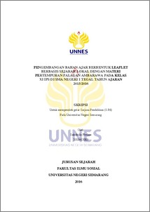 Agsy.mediakreatif@gmail.com layout & desain cover : Pengembangan Bahan Ajar Berbentuk Leaflet Berbasis Sejarah Lokal Dengan Materi Pertempuran Palagan Ambarawa Pada Kelas Xi Ips Di Sma Negeri 1 Tegal Tahun Ajaran 2015 2016
