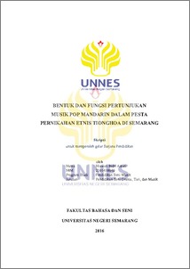 BENTUK DAN FUNGSI PERTUNJUKAN MUSIK POP MANDARIN DALAM PESTA PERNIKAHAN  ETNIS TIONGHOA DI SEMARANG