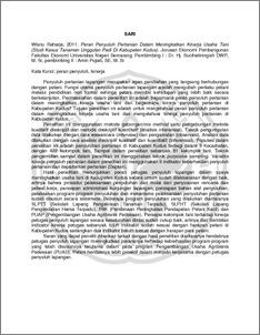 PERAN PENYULUH PERTANIAN DALAM MENINGKATKAN KINERJA USAHA TANI (Studi Kasus  Tanaman Unggulan Padi Di Kabupaten Kudus)