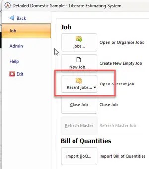 Recent Jobs can be opened from here