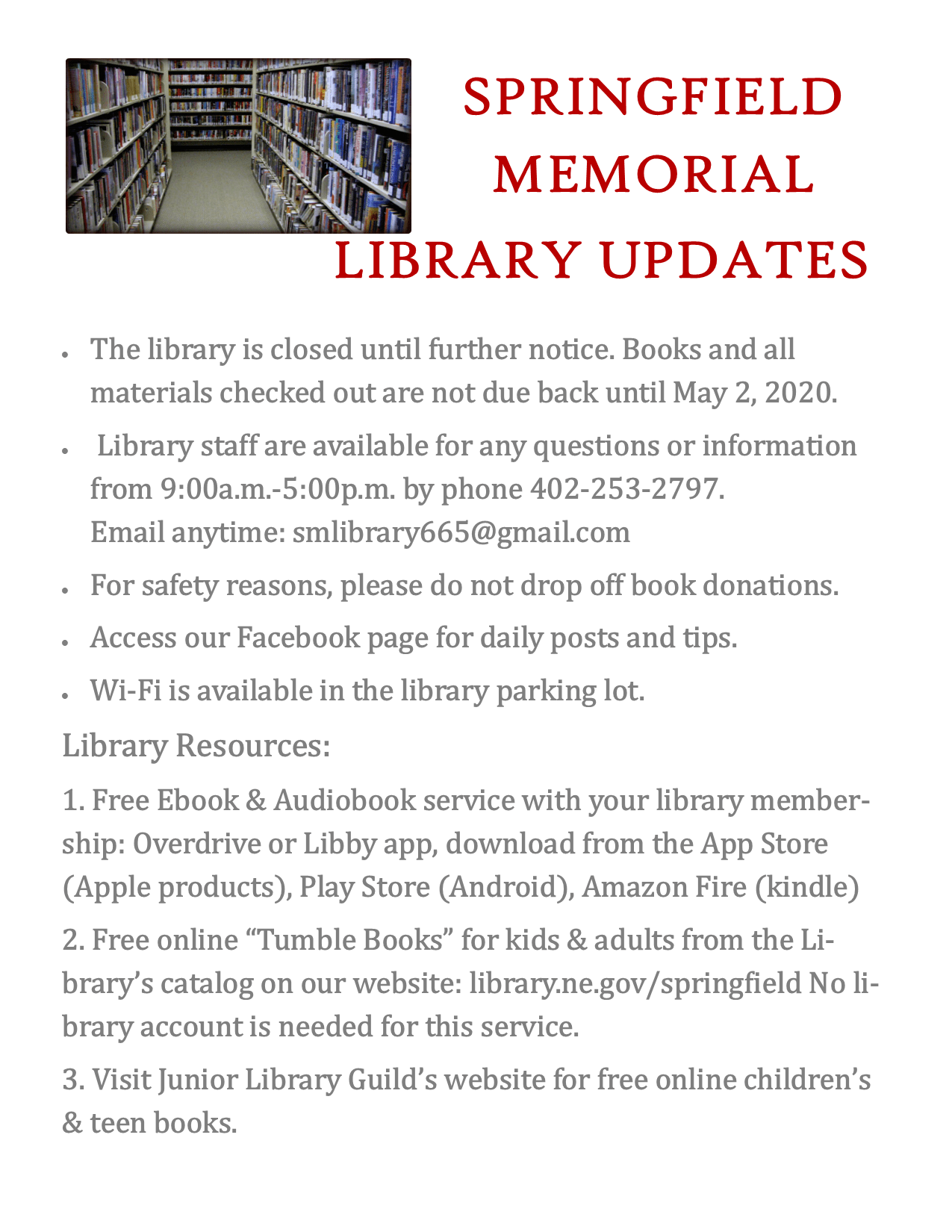 Library Update Springfield Memorial Library