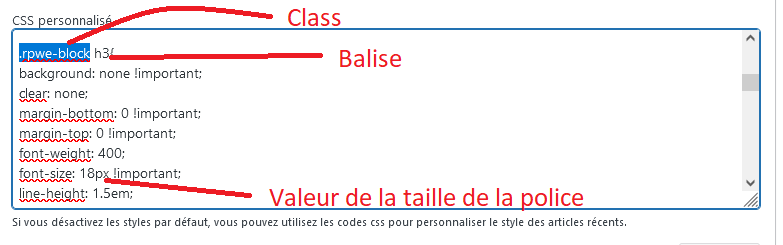 Le CSS de recent posts widget extended