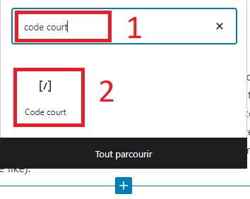 Plugin Gutenberg : ajouter un code court