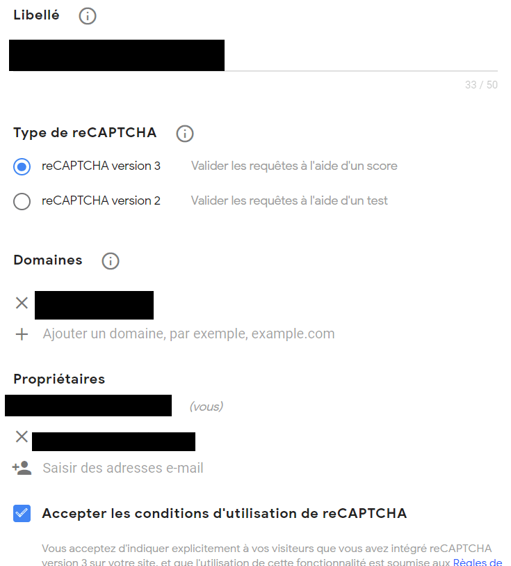 Google service reCAPTACHA V2 et V3