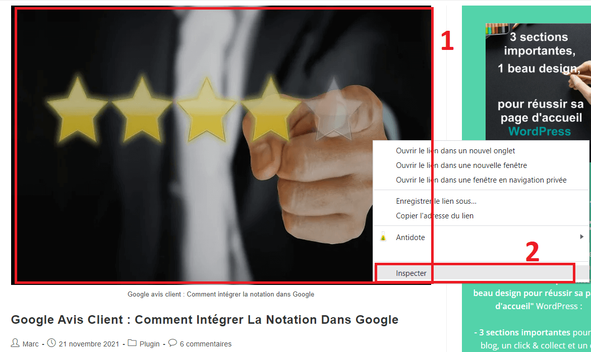 compresser images png : Afficher l'inspecteur du navigateur de Chrome