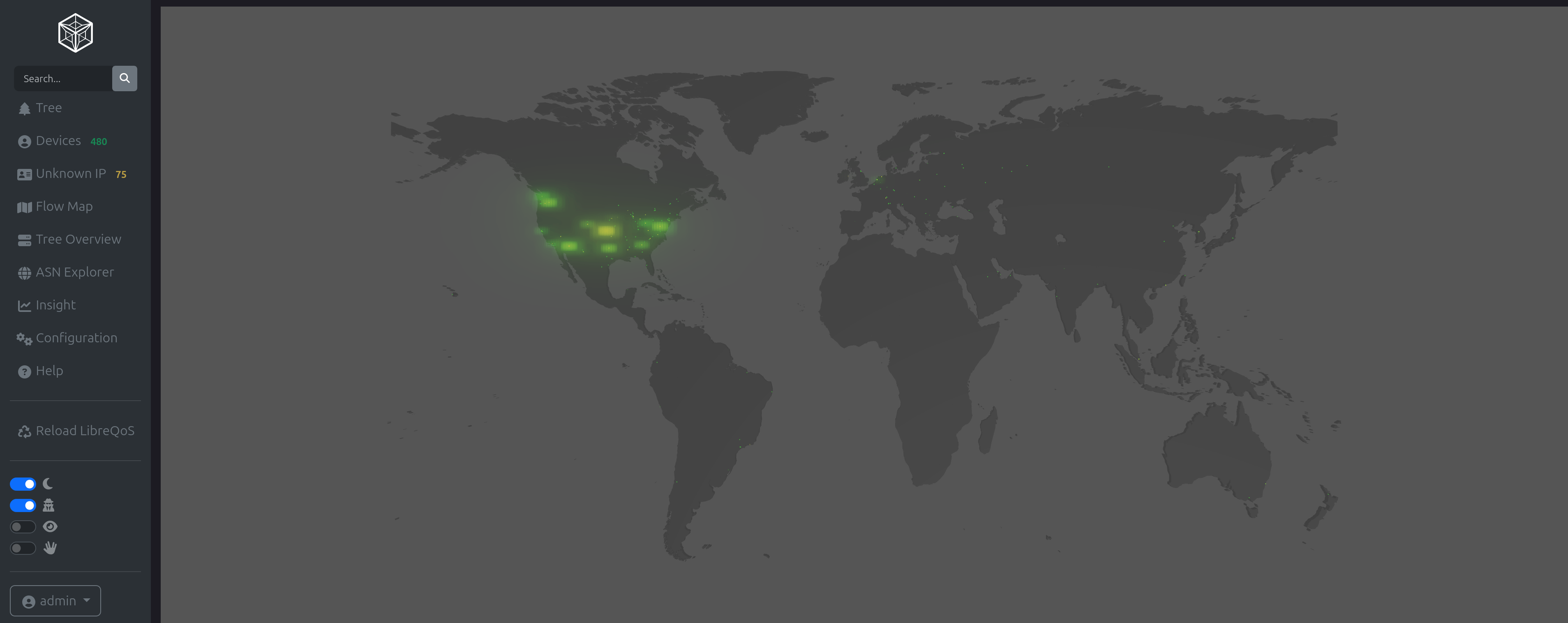 LibreQoS v1.5-RC-1 - Geographic Endpoint RTT Map