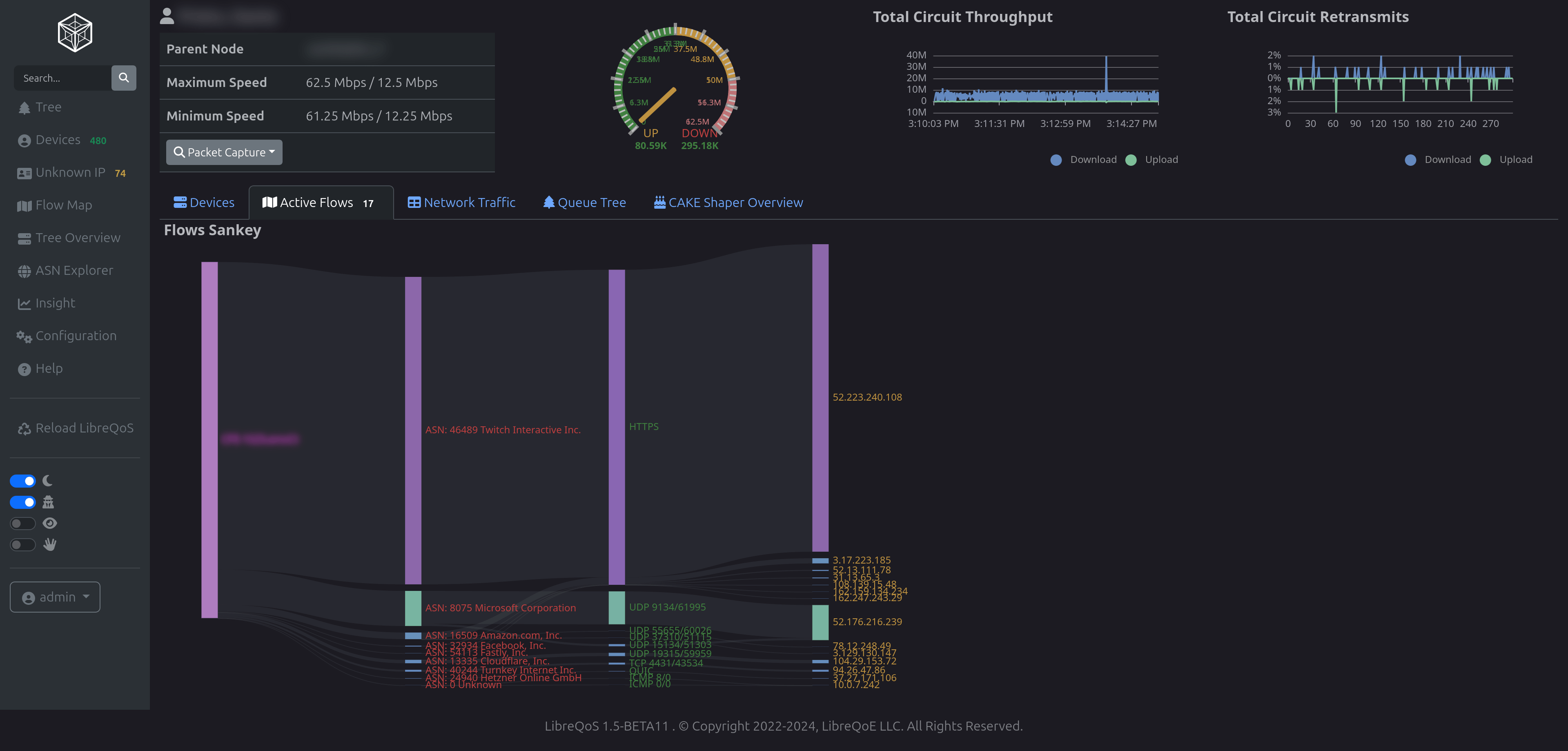 LibreQoS v1.5-RC-1 - Client Flow Sankey