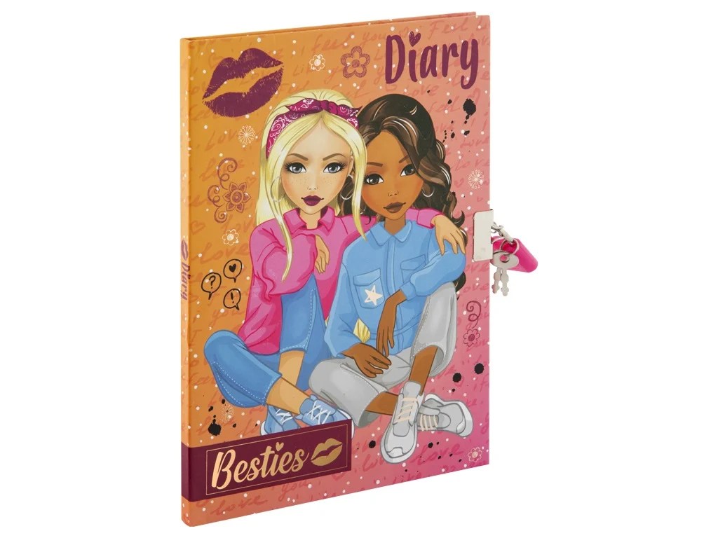 Jurnal Besties A5 cu Cheie si Lacat - 60 de Foi, Hartie Roz Liniata, Grafix