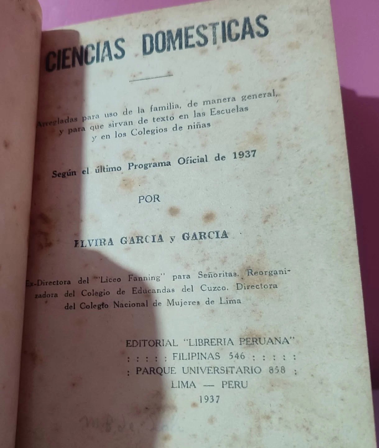 Ciencias domésticas / Elvira García y García