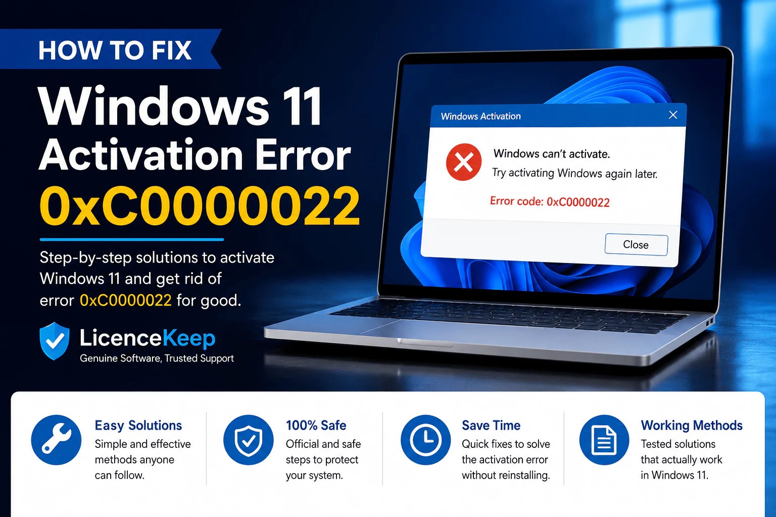 How to Fix Windows 11 Activation Error 0xC0000022