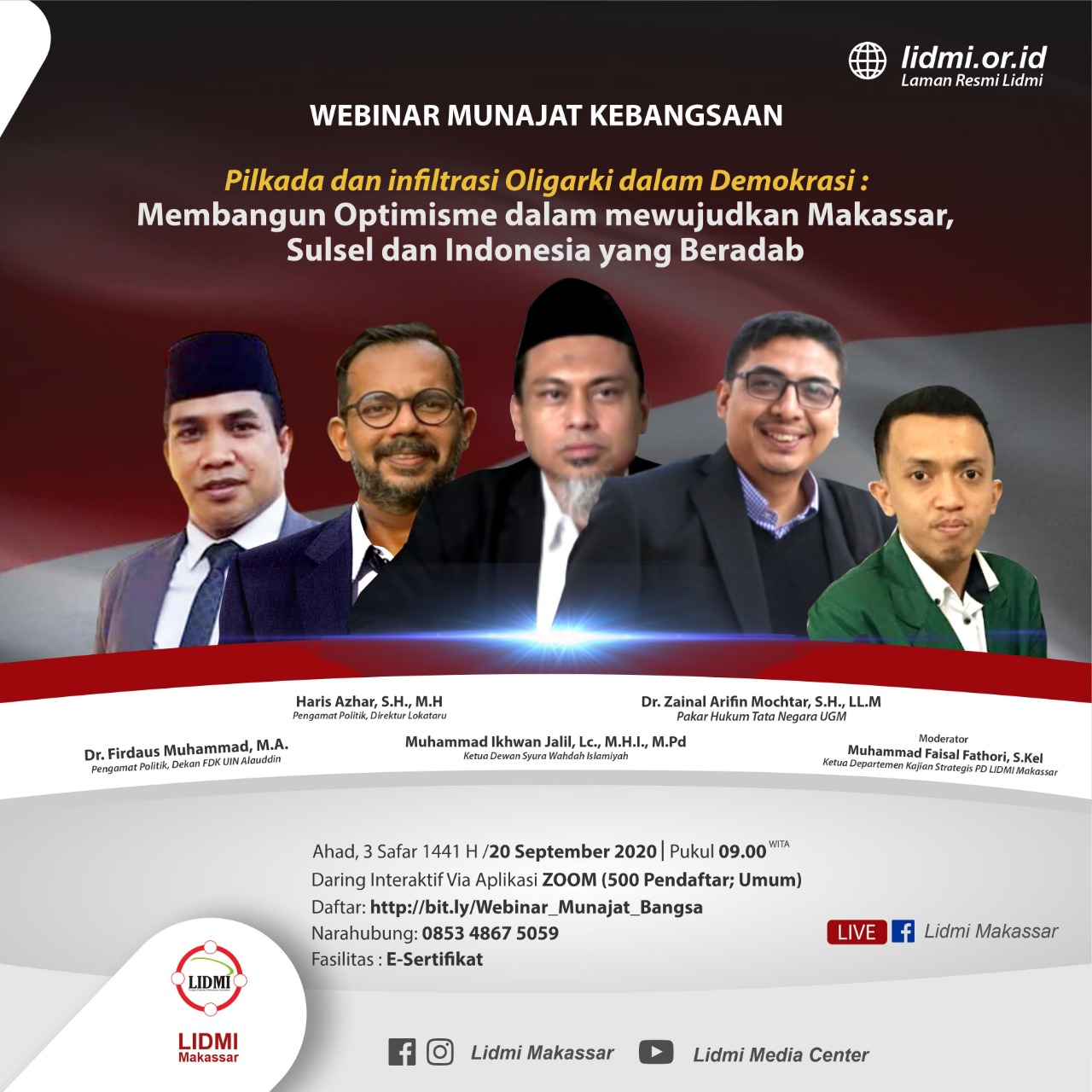 Jelang Pilkada Serentak di Akhir Tahun, PD LIDMI Makassar Adakan Webinar Munajat Kebangsaan