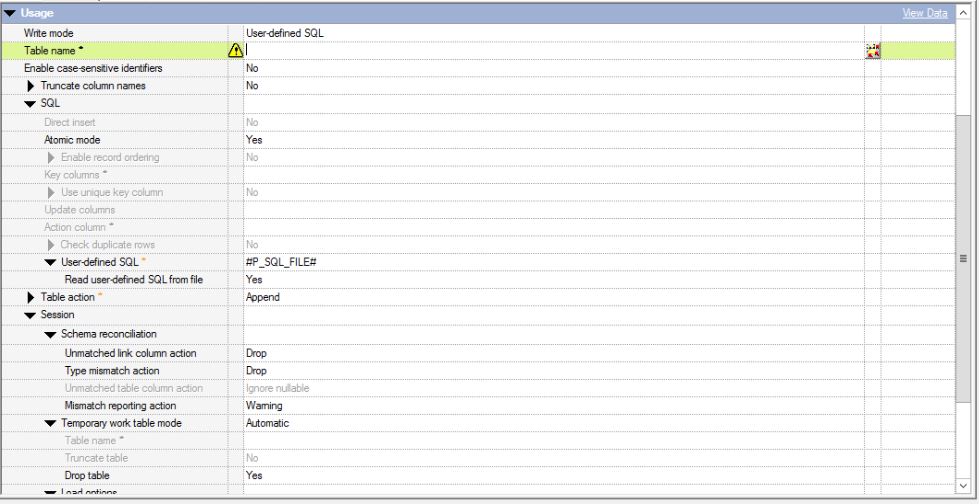 Netezza Connector Stage, Table name required warning for Userdefined